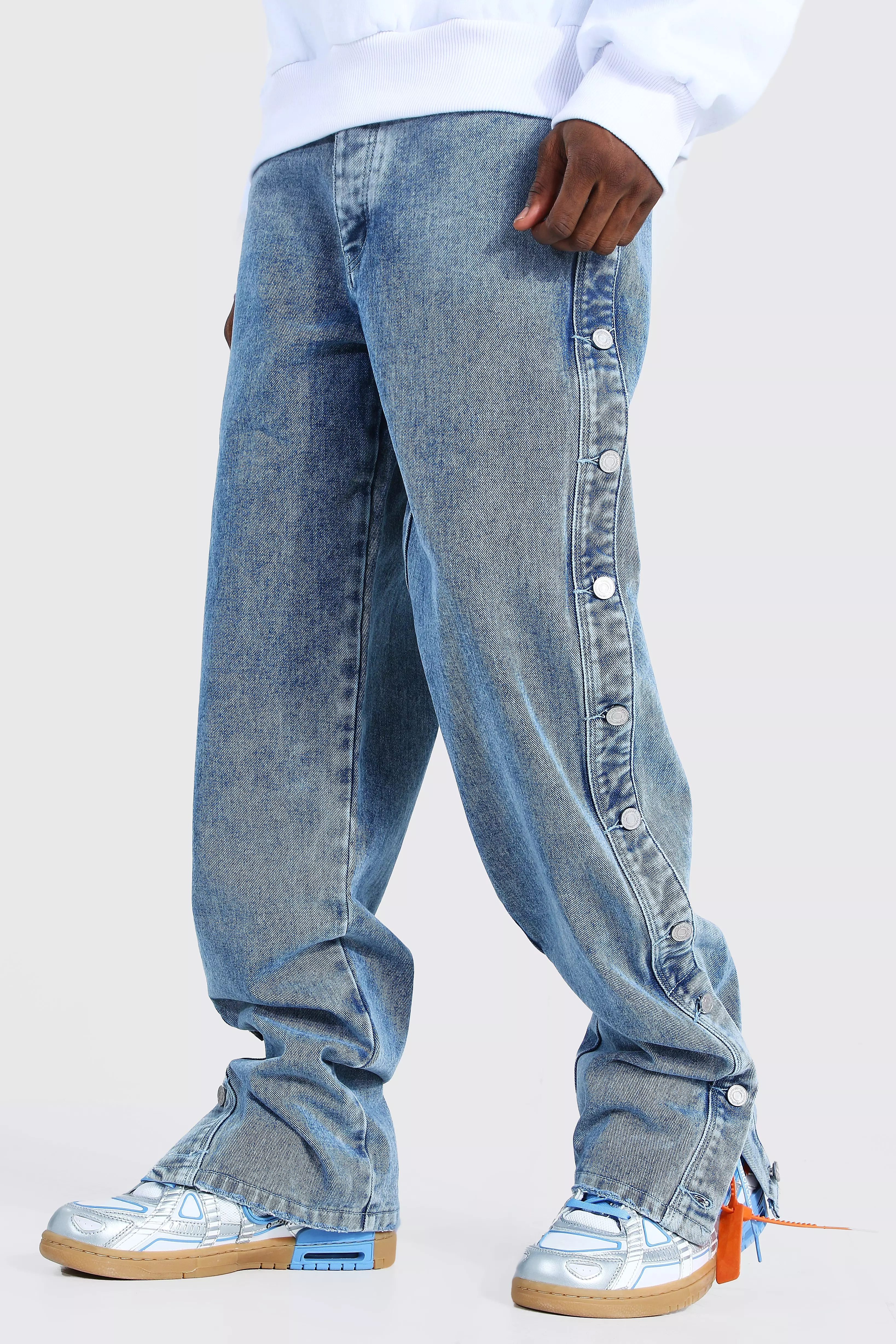 Jeans with buttons down the sale side